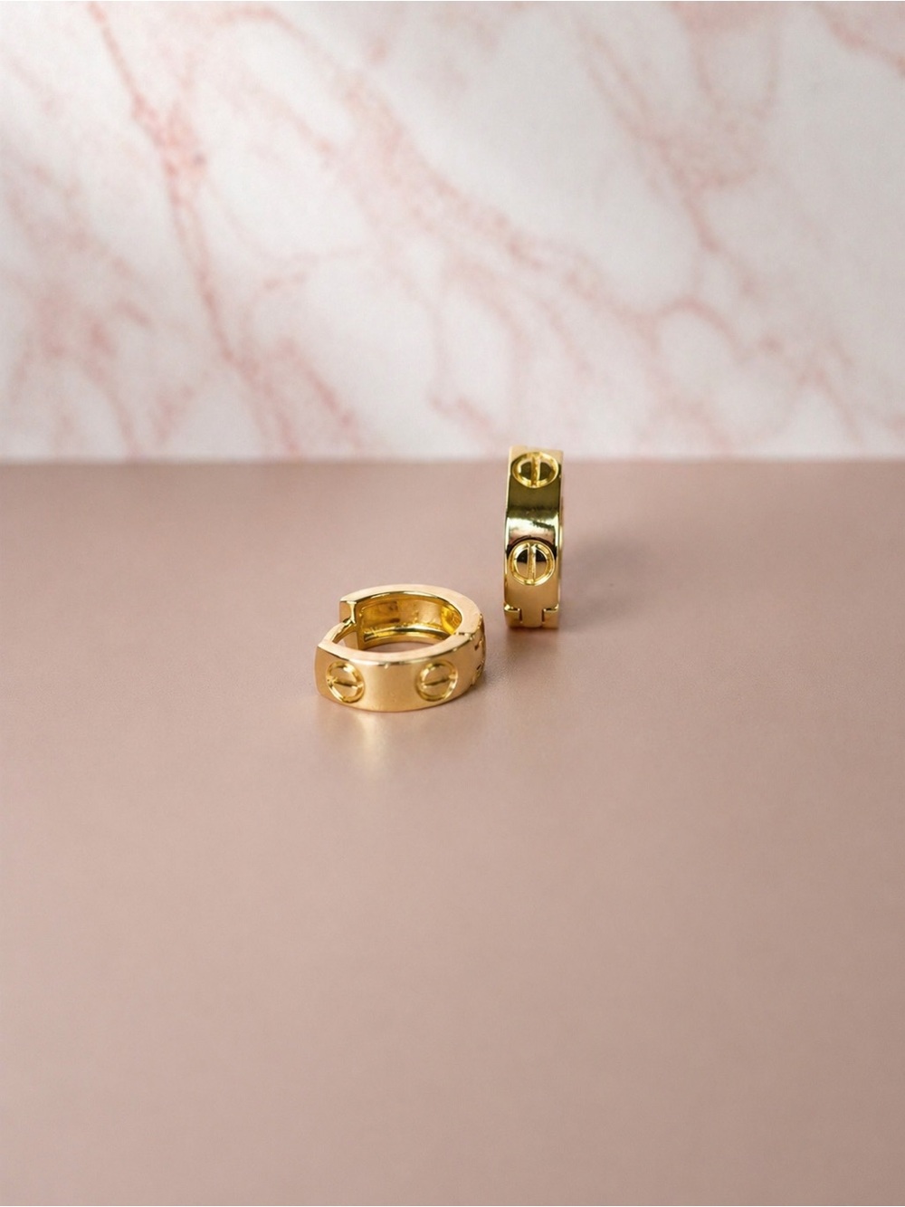 Gold Filled Huggie Hoop Earrings - Classic Screw Accent